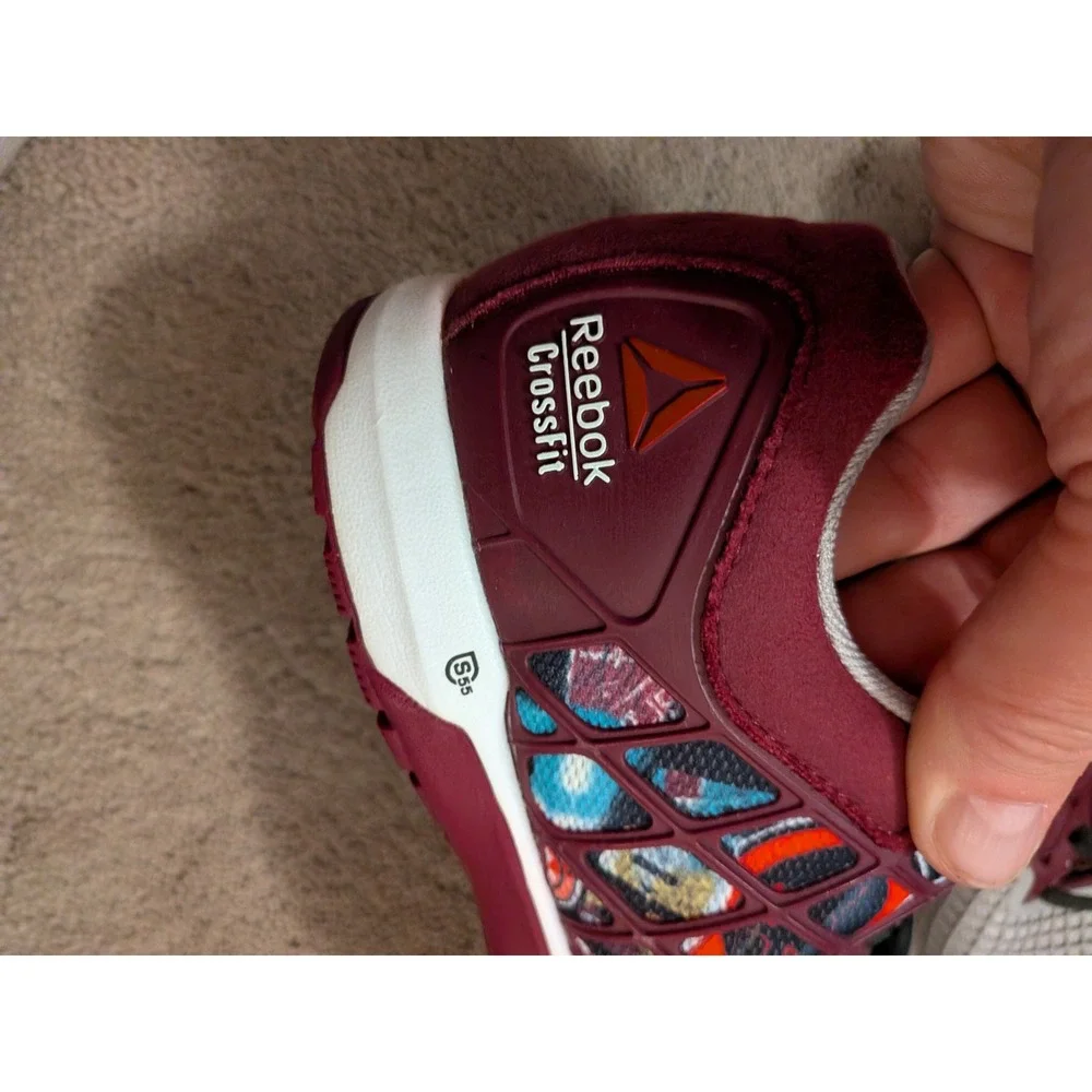 Reebok CrossFit Nano 4.0 Burgundy Grey Graphic Training‎ Shoes M47338 Womens 7.5